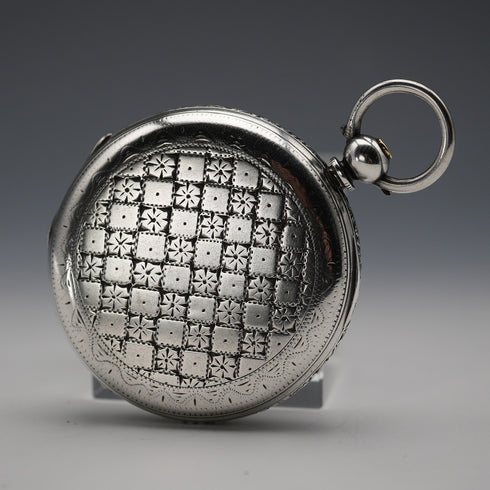 Circa 1860 British Antique Joseph Johnson Key Wind Pocket Watch, Silver Hunter Case, Good Working Order