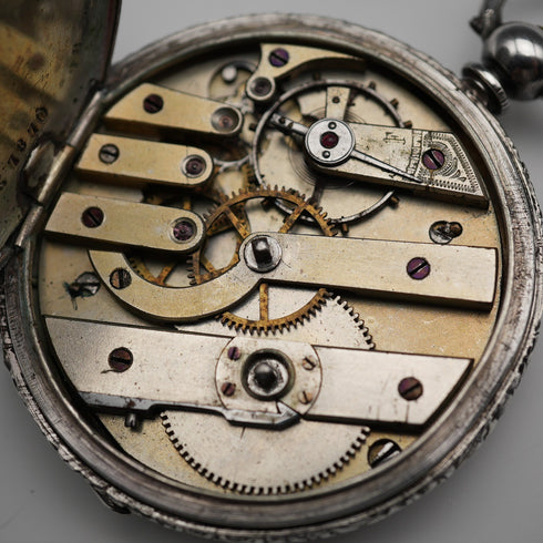 Circa 1860 British Antique Joseph Johnson Key Wind Pocket Watch, Silver Hunter Case, Good Working Order