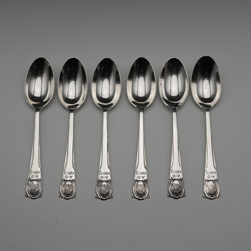 1934年 英国ヴィンテージ 純銀製 ジュビリーティースプーン6本セット 計55g Northern Goldsmiths Co ケース入