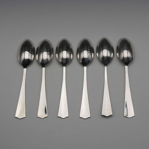 1934 British Vintage Sterling Silver Jubilee Teaspoon Set of 6, Total 55g, by Northern Goldsmiths Co, Cased