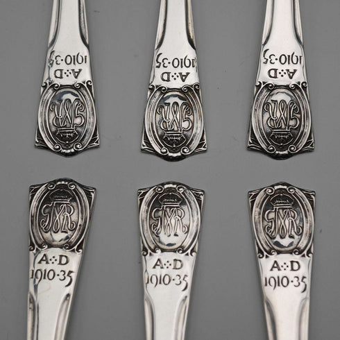 1934 British Vintage Sterling Silver Jubilee Teaspoon Set of 6, Total 55g, by Northern Goldsmiths Co, Cased