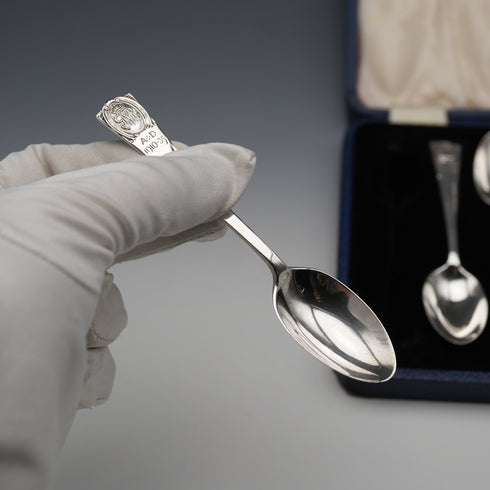 1934年 英国ヴィンテージ 純銀製 ジュビリーティースプーン6本セット 計55g Northern Goldsmiths Co ケース入