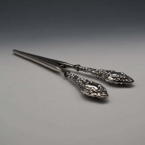 1910 English Antique Sterling Silver Handle Glove Stretchers J&R Griffin
