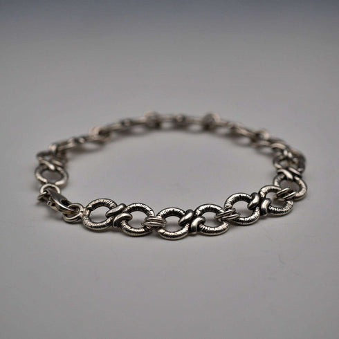 Vintage Decorative Ring Chain Sterling Silver Bracelet 11g