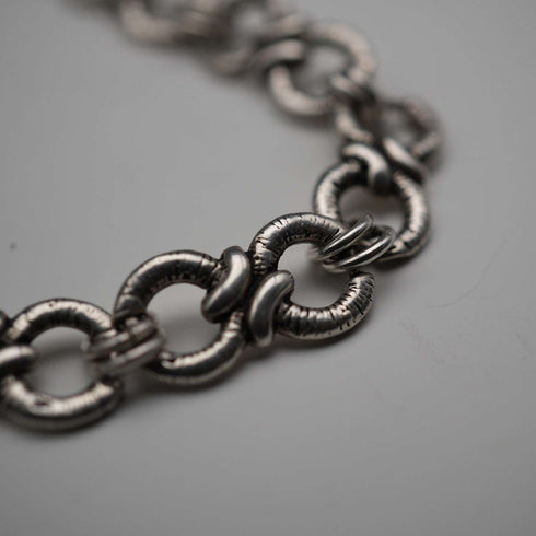 Vintage Decorative Ring Chain Sterling Silver Bracelet 11g