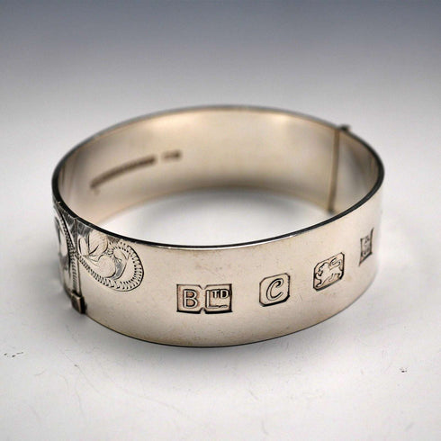 English Vintage Sterling Silver Jubilee Hallmark Cuff Bangle 42g Bracelon Ltd