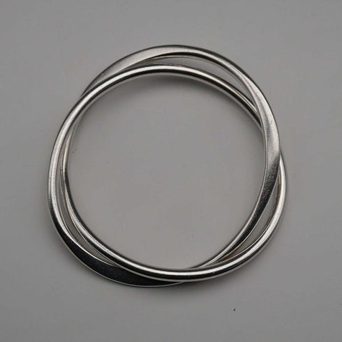 UK-made Double Interlocking Sterling Silver Bangle 51g NK