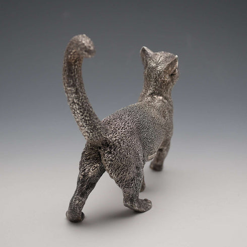 UK Country Artists Walking Cat Sterling Silver Plated Sculpture Figurine