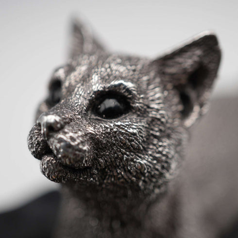 UK Country Artists Walking Cat Sterling Silver Plated Sculpture Figurine