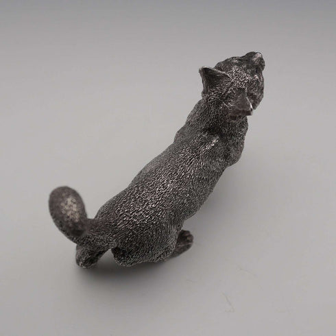 UK Country Artists Walking Cat Sterling Silver Plated Sculpture Figurine