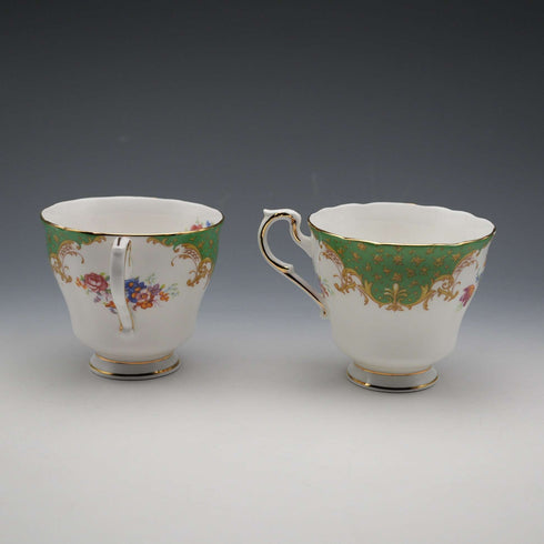 UK Vintage Paragon "Rockingham Green" Teacup Trio Pair #2