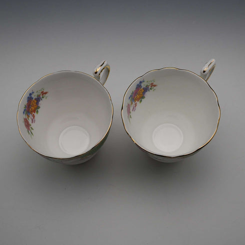 UK Vintage Paragon "Rockingham Green" Teacup Trio Pair #2
