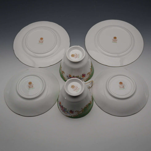UK Vintage Paragon "Rockingham Green" Teacup Trio Pair #2