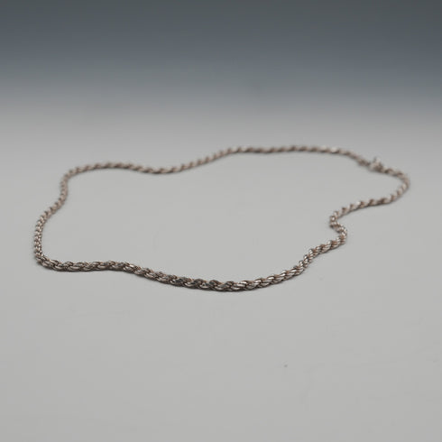 English Vintage Sterling Silver Twisted Rope Chain Necklace 39cm 7.3g
