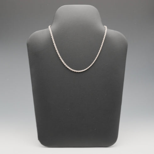 English Vintage Sterling Silver Twisted Rope Chain Necklace 39cm 7.3g