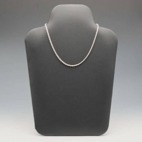 English Vintage Sterling Silver Twisted Rope Chain Necklace 39cm 7.3g