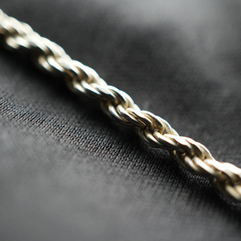 English Vintage Sterling Silver Twisted Rope Chain Necklace 39cm 7.3g