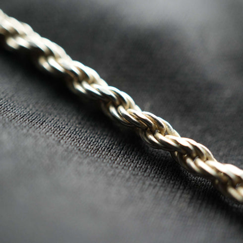 English Vintage Sterling Silver Twisted Rope Chain Necklace 39cm 7.3g