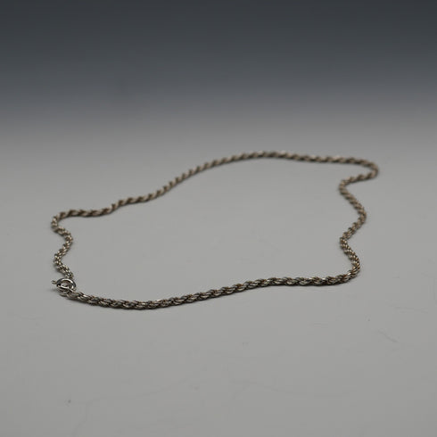 English Vintage Sterling Silver Twisted Rope Chain Necklace 39cm 7.3g