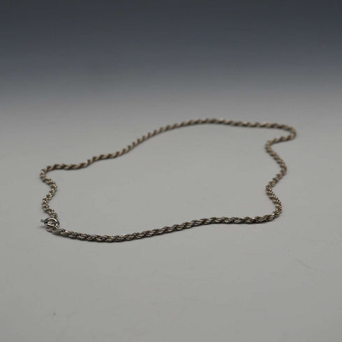 English Vintage Sterling Silver Twisted Rope Chain Necklace 39cm 7.3g