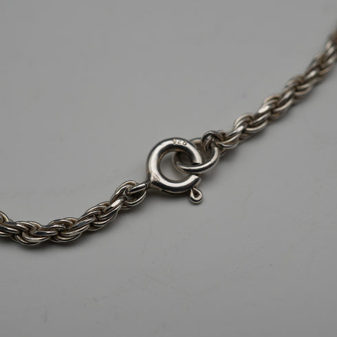 English Vintage Sterling Silver Twisted Rope Chain Necklace 39cm 7.3g