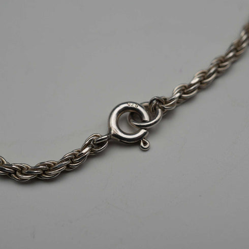 English Vintage Sterling Silver Twisted Rope Chain Necklace 39cm 7.3g