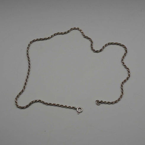 English Vintage Sterling Silver Twisted Rope Chain Necklace 39cm 7.3g