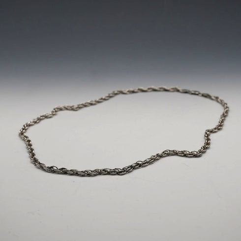 English Vintage Sterling Silver Braided Volume Long Chain Necklace 60cm 28g