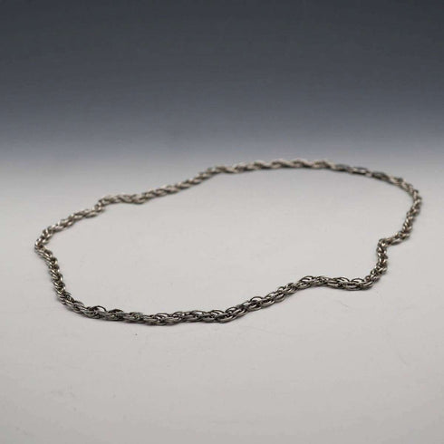 English Vintage Sterling Silver Braided Volume Long Chain Necklace 60cm 28g