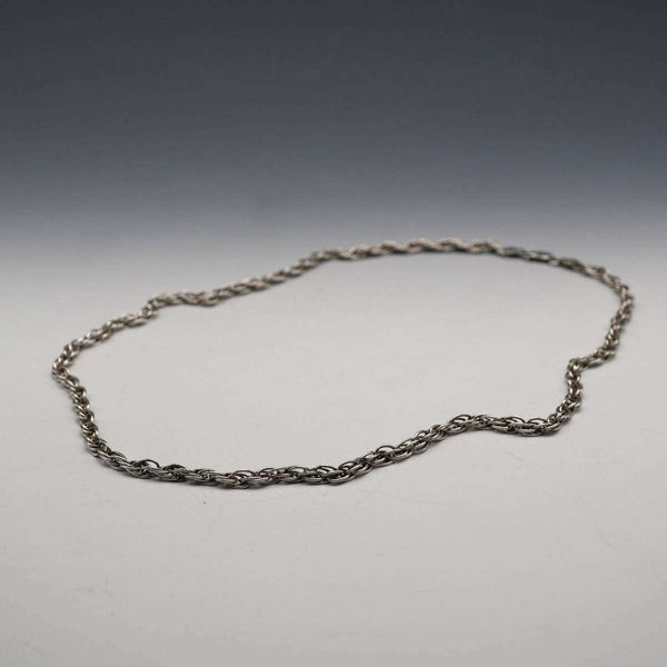 English Vintage Sterling Silver Braided Volume Long Chain Necklace 60cm 28g