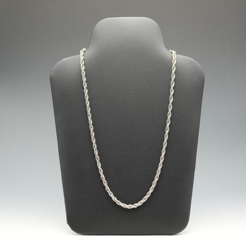 English Vintage Sterling Silver Braided Volume Long Chain Necklace 60cm 28g