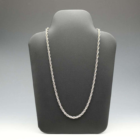 English Vintage Sterling Silver Braided Volume Long Chain Necklace 60cm 28g