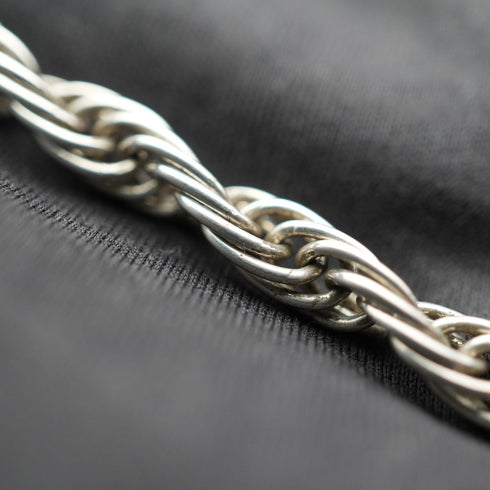 English Vintage Sterling Silver Braided Volume Long Chain Necklace 60cm 28g