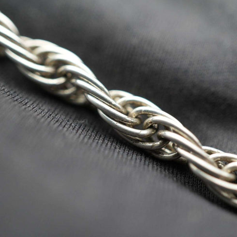 English Vintage Sterling Silver Braided Volume Long Chain Necklace 60cm 28g