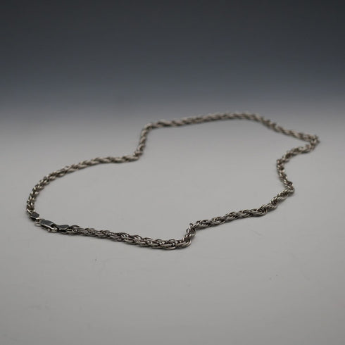 English Vintage Sterling Silver Braided Volume Long Chain Necklace 60cm 28g