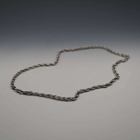 English Vintage Sterling Silver Braided Volume Long Chain Necklace 60cm 28g