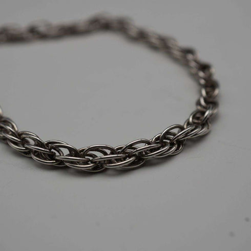 English Vintage Sterling Silver Braided Volume Long Chain Necklace 60cm 28g