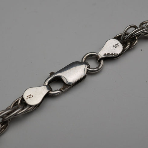 English Vintage Sterling Silver Braided Volume Long Chain Necklace 60cm 28g