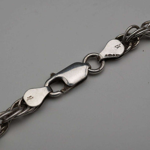 English Vintage Sterling Silver Braided Volume Long Chain Necklace 60cm 28g