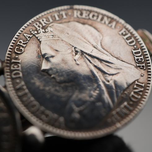 English Vintage Double Sixpence Sterling Silver Tie Clip