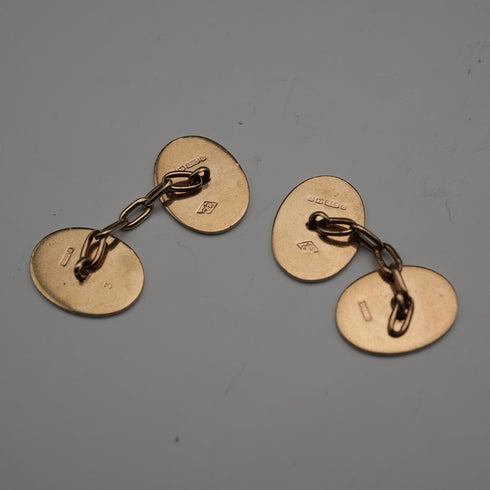 1929 English Vintage 9ct Gold Oval Cufflinks 8.8g Owen Powell