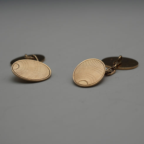 1929 English Vintage 9ct Gold Oval Cufflinks 8.8g Owen Powell