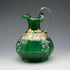 British Vintage Enamel-Decorated Green Glass Vase with Handle ②