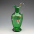 British Vintage Enamel-Decorated Green Glass Vase with Handle ①