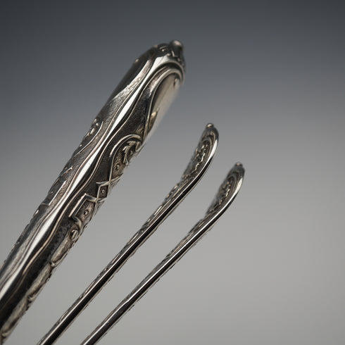 1865 Antique English Sterling Silver Christening Cutlery Set, Total 102g, by George Adams, Cased
