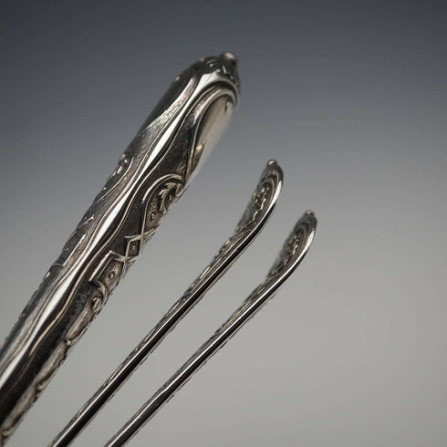 1865 Antique English Sterling Silver Christening Cutlery Set, Total 102g, by George Adams, Cased