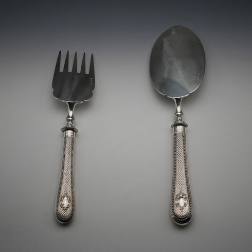 1876 English Antique Silver-Plate Fish Serving Cutlery by Atkin Brothers, Cased