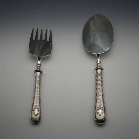 1876 English Antique Silver-Plate Fish Serving Cutlery by Atkin Brothers, Cased