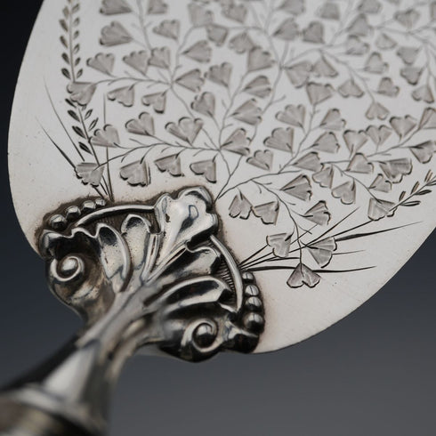 1876 English Antique Silver-Plate Fish Serving Cutlery by Atkin Brothers, Cased