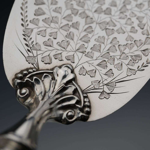 1876 English Antique Silver-Plate Fish Serving Cutlery by Atkin Brothers, Cased